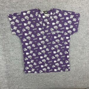 Kansas State Wildcats Shirt Mens Small Purple NCAA Football Scrub Top Scrub Dudz